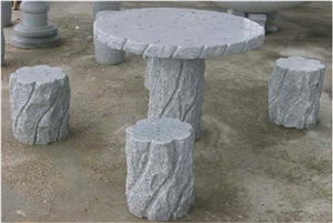 China G603 Grey Granite Garden Stone Round Table and Benches