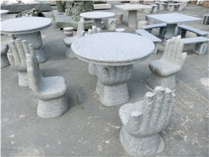 China G603 Grey Granite Garden Table and Benches with Hand Shape