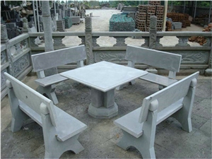 China G603 Grey Granite Garden Table and Chairs with Backrest