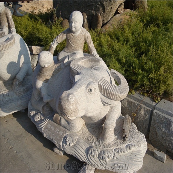 China G603 Grey Granite Handcarved Granite Cattle Sculptures Garden Landscaping Sculptures, G603 Granite Sculpture & Statue