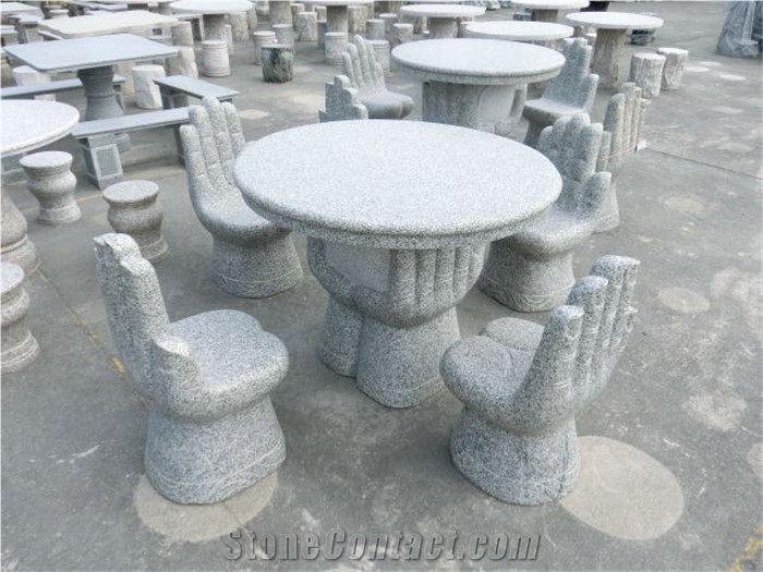 China G603 Grey Granite Outdoor Decorative Stone Table and Chairs