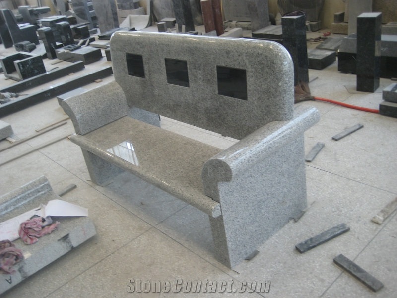 China G603 Grey Granite Outdoor Park Bench with Back Rest, G603 Granite Bench & Table