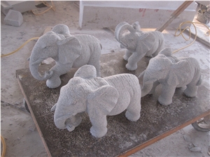 China G633 Grey Granite Handcarved Animal Sculptures Elephant Carvings Landscape Sculptures