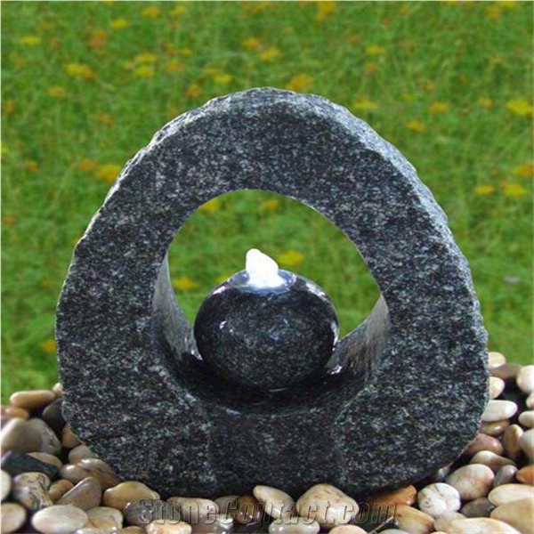 China G654 Black Granite New Design Stone Ball Fountains Garden Water Features Fountains
