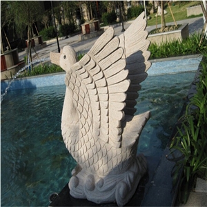 China G682 Yellow Granite Beautiful Swan Carved Animal Sculptures Garden Landscaping Sculptures