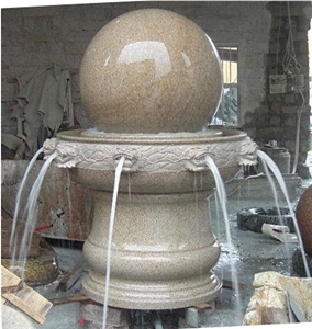 China G682 Yellow Granite Exterior Garden Water Fountains Rolling Sphere Fountains