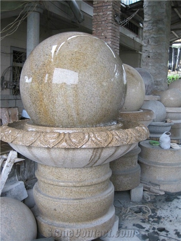 China G682 Yellow Granite High Polished Ball Fountains Rolling Sphere Fountains
