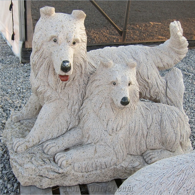China G682 Yellow Granite Landscaping Garden Dog Carved Animal Sculptures