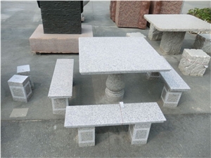 China White Granite Hand Carved Stone Garden Table