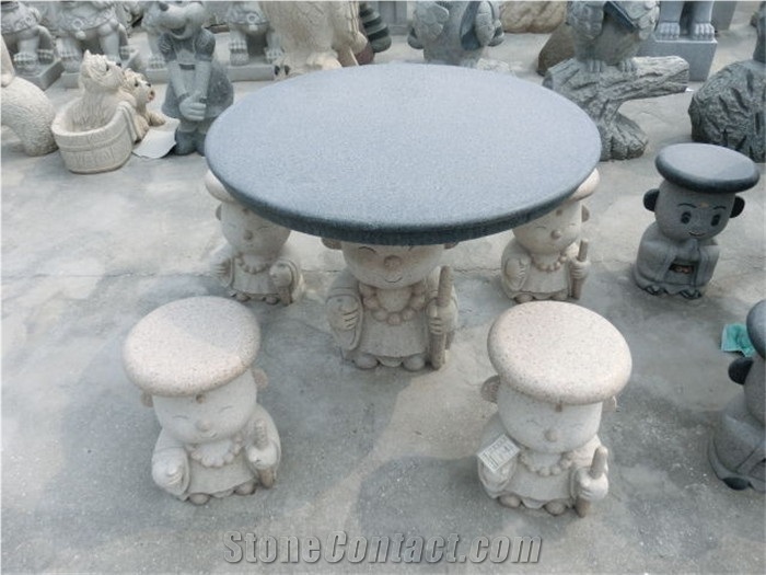 China White Granite Outdoor Decorative Stone Animal Chairs