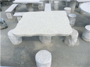 China White Granite Outdoor Park Square Stone Table