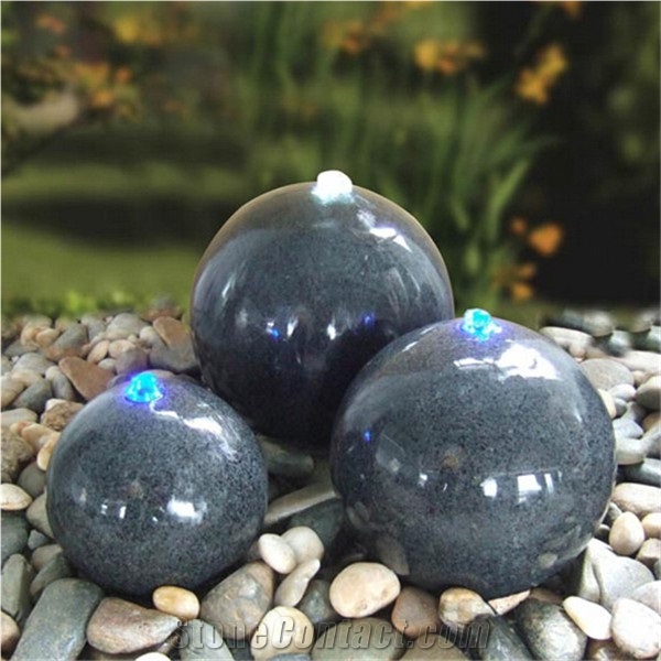 Exterior Floating Ball Fountains Rolling Sphere Fountains, G654 Black Granite Rolling Sphere Fountains