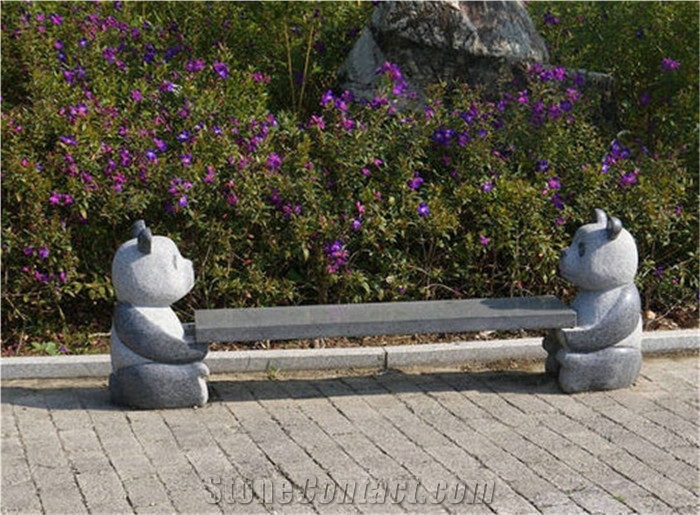 G603 Granite Animal Panda Stone Outdoor Benches