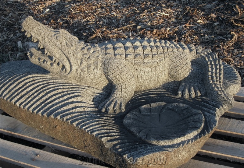 G654 Granite Stone Crocodile Sculptures Garden Animal Sculptures