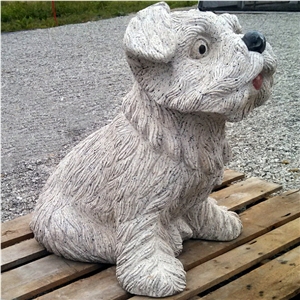 G681 Granite Stone Garden Dog Carving Sculptures Granite Animal Landscape Statues