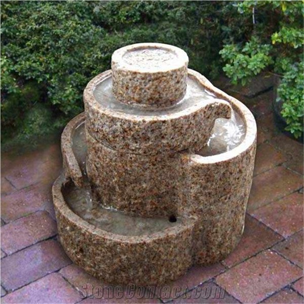 G682 Granite Rust Yellow Stone Indoor Decorative Fountains Water Features