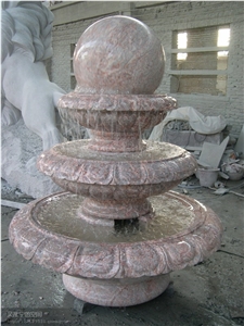 Garden Exterior Stone Water Ball Fountains Water Features, G663 Red Granite Water Features