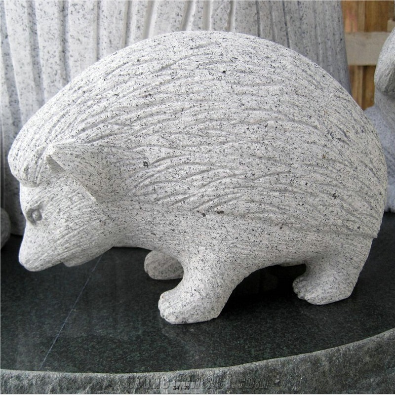 Granite Garden Animal Carvings Stone Park Hedgehog Sculptures, G633 Grey Granite Sculpture & Statue