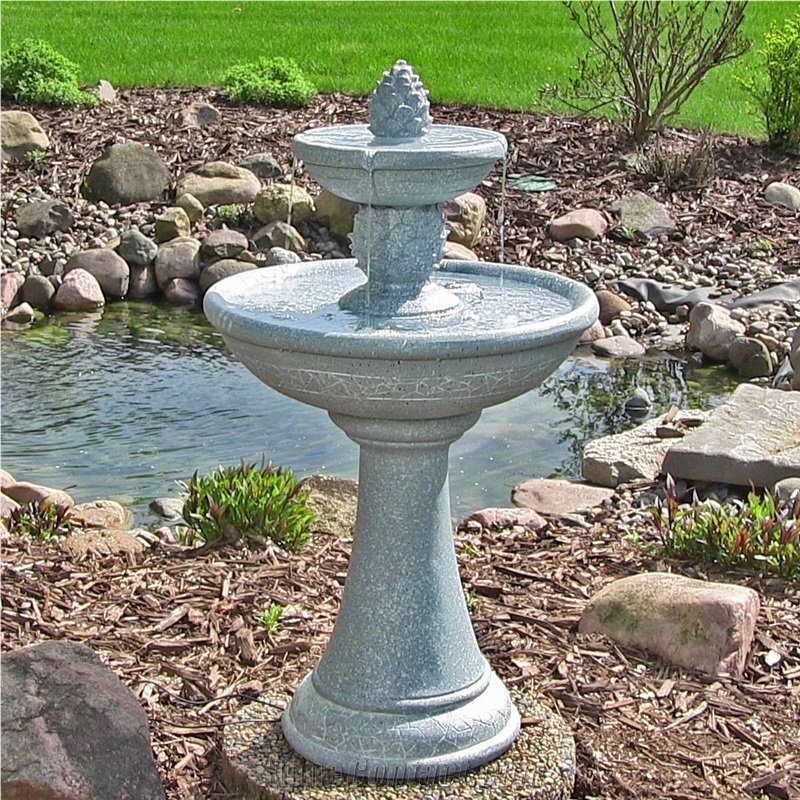 Granite Garden Stone Water Features Birdbath Fountain, Grey Granite Water Features