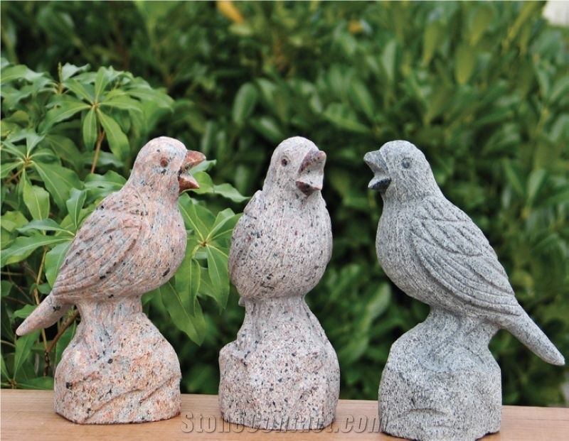 Granite Handcarved Stone Birds Carvings Statues Garden Landscape Animal Sculptures