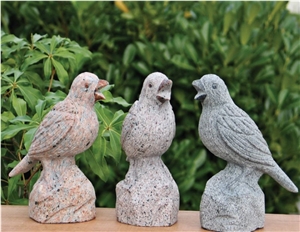 Granite Handcarved Stone Birds Carvings Statues Garden Landscape Animal Sculptures