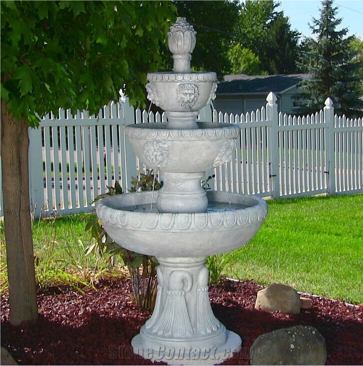 Grey Marble Stone Exterior Fountains for Outdoor Decoration