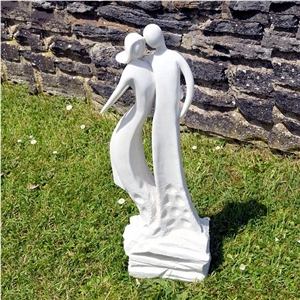 Guangxi White Marble Garden Lovers Abstract Statues Landscape Sculptures