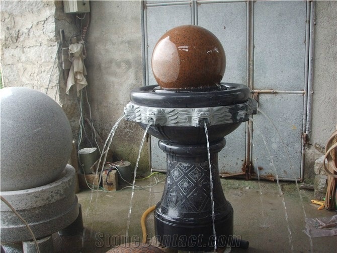 High Quality Indian Red Granite Fortune Fountains Floating Ball Fountains