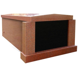 Imperial Red Granite Personal Individual Mausoleum with Black Crypt Shutter
