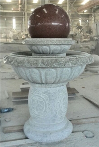 Indian Red Granite Water Fountains Rolling Ball Fountains
