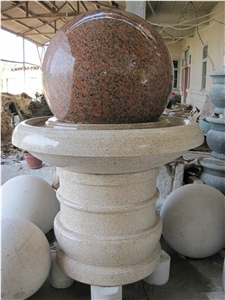 Maple Red Granite Exterior Garden Floating Ball Fountains Water Features