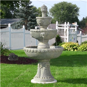 Outdoor Garden Stone Fountains Water Features, Grey Marble Water Features