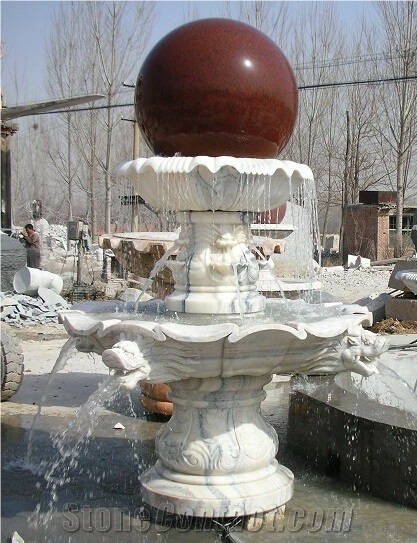 Red Floating Ball Fountains Exterior Garden Fountains