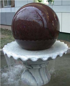 Red Granite Western Design Floating Ball Fountains, Exterior Garden Fountains