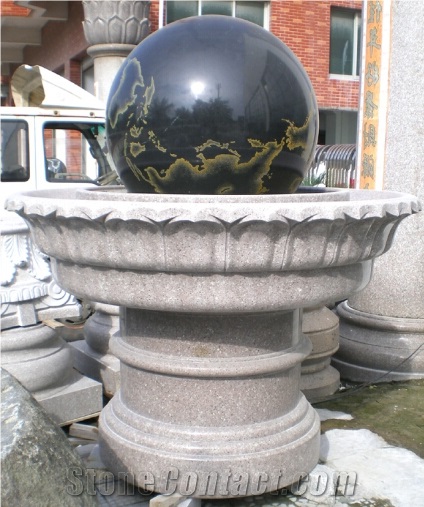 Shanxi Black Granite Exterior Garden Floating Ball Fountains Water Features