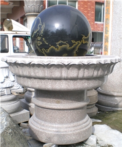 Shanxi Black Granite Exterior Garden Floating Ball Fountains Water Features
