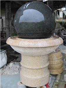 Shanxi Black Granite Garden Exterior Rolling Sphere Fountains Water Features