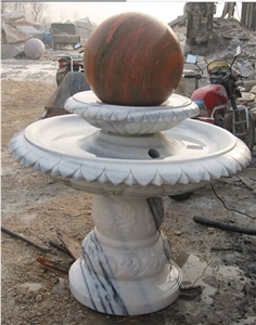 Western Design Granite Garden Exterior Ball Water Fountains, Dark Rideau Red Granite Fountain