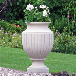 White Marble Stone Garden Plant Urns Flower Vase Pots, White Marble Flower Pot