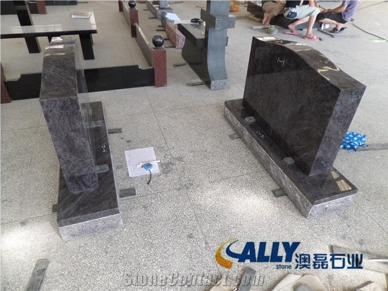 Bahama Blue Granite Monument,Western Style Monuments,Western Style Tombstones,Granite Tombstone,Serp Top Monument