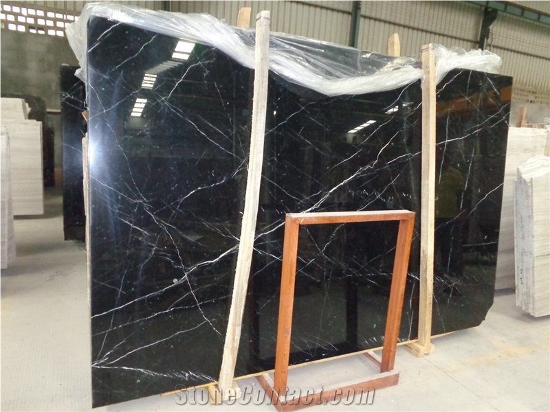 Black Nero Marquina Marble Flooring Polished Tiles & Slabs for Walling