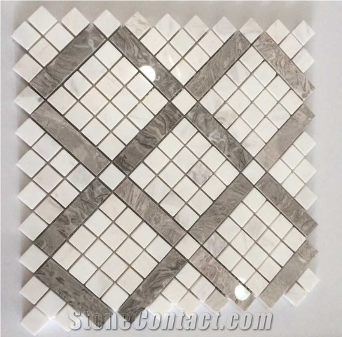 Carrara White, Wooden White, Athens Grey, Cream Marfil, Dark Emperador Mosaic, Wall/Floor Mosaic