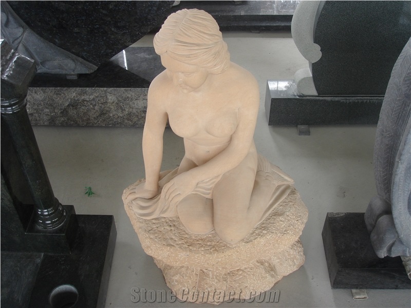 China Beige Marble Figure Statues,Western Human Sculpture,Woman Stone,Scuplture