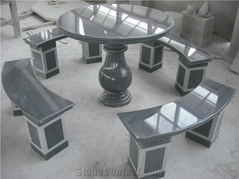 Chinese Pardark G654 Granite Polished Garden Bench And Table Sets G654 Granite Polished Garden Bench