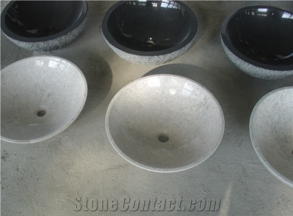 Fargo Chinese Black Negro Marquina Marble Round Sink/Wash Basin/ Wash Bowl/ Kitchen Bathroom Sink, Shanxi Black Granite Sinks & Basins