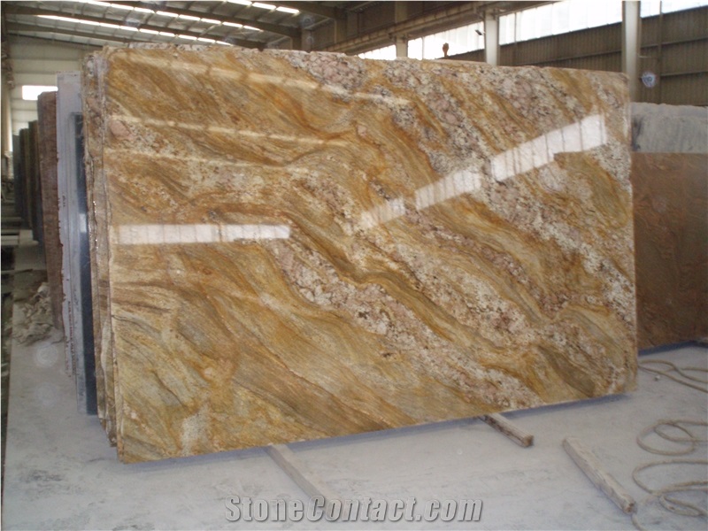 Imperial Gold Granite Polished Slabs & Tiles, India Yellow Granite