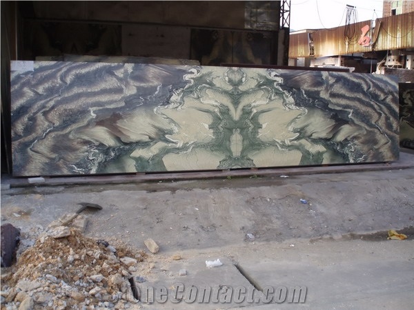 Landscape Green Marble Slabs & Tiles, Italy Green Marble
