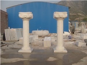 Marble Column,Marble Column Tops,Marble Column Bases,Sculptured Columns,Roman Columns, Moca Cream Limestone Beige Marble Sculptured Columns