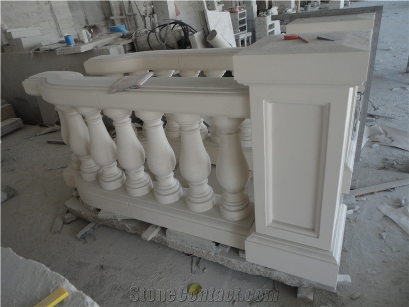 Marble Staircase Rails,Marble Balustrades,Marble Baluster,Marble Handrial,Marble Railings, Moca Creme Limestone Beige Marble Staircase Rails