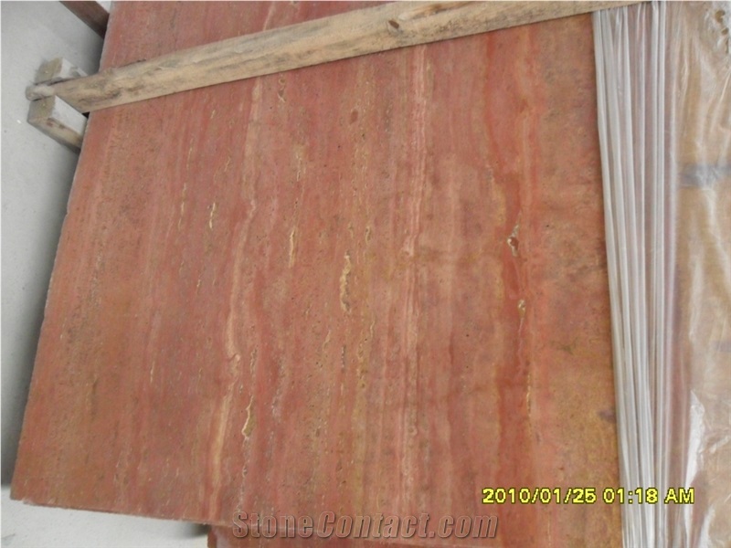 Red Travertine Slabs,Cut to Size Tile